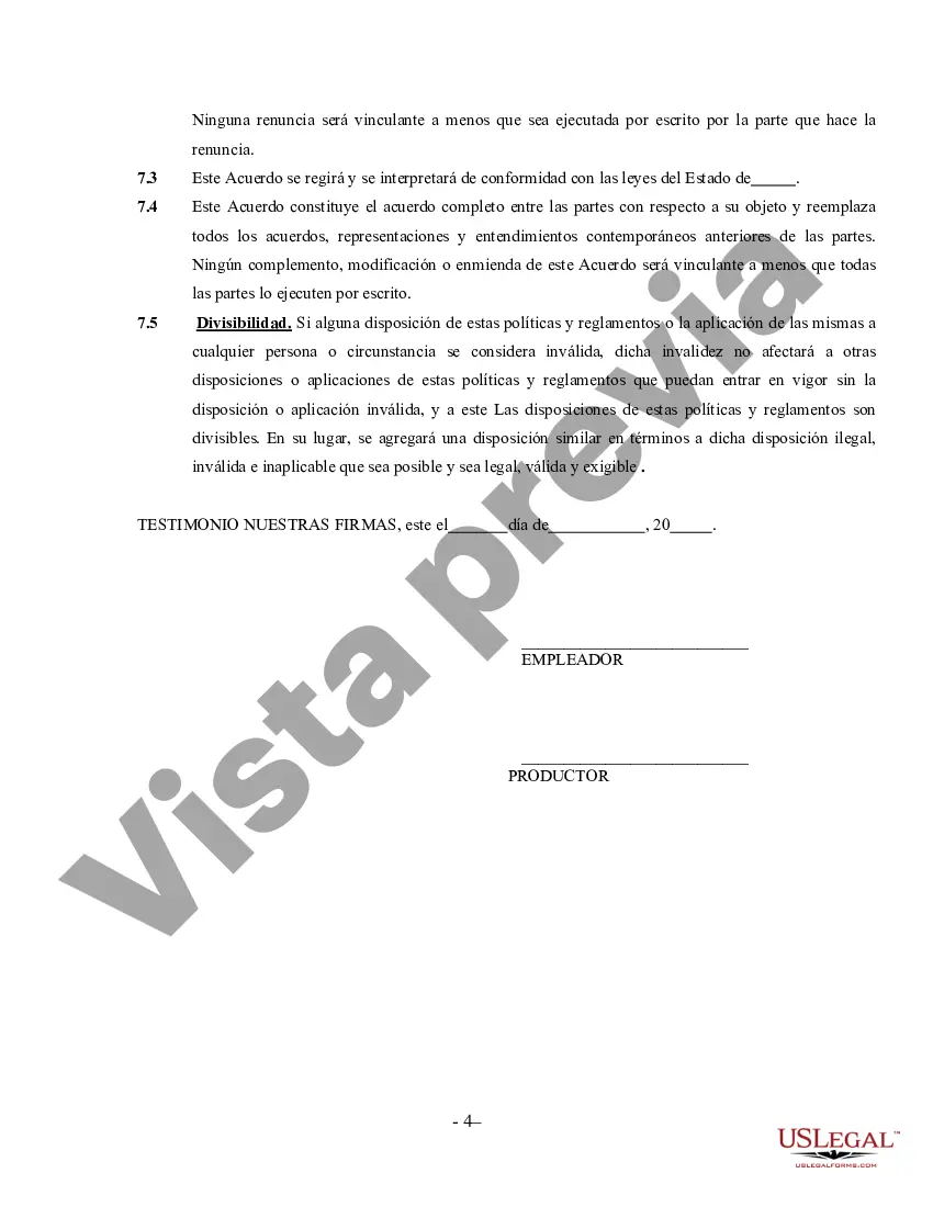 Preview Acuerdo de Productor - Contratista Independiente Trabajador por Cuenta Propia