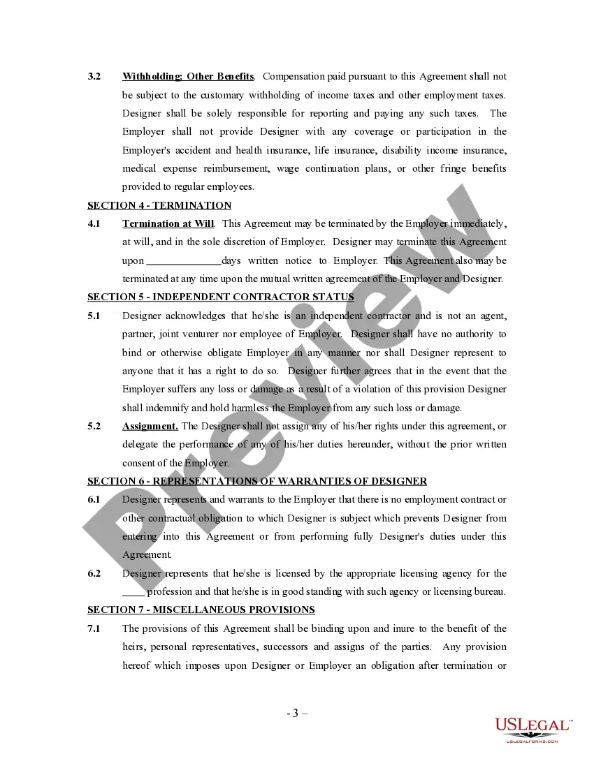 Get Design Agreement - Self-Employed Independent Contractor Preview Design Agreement - Self-Employed Independent Contractor