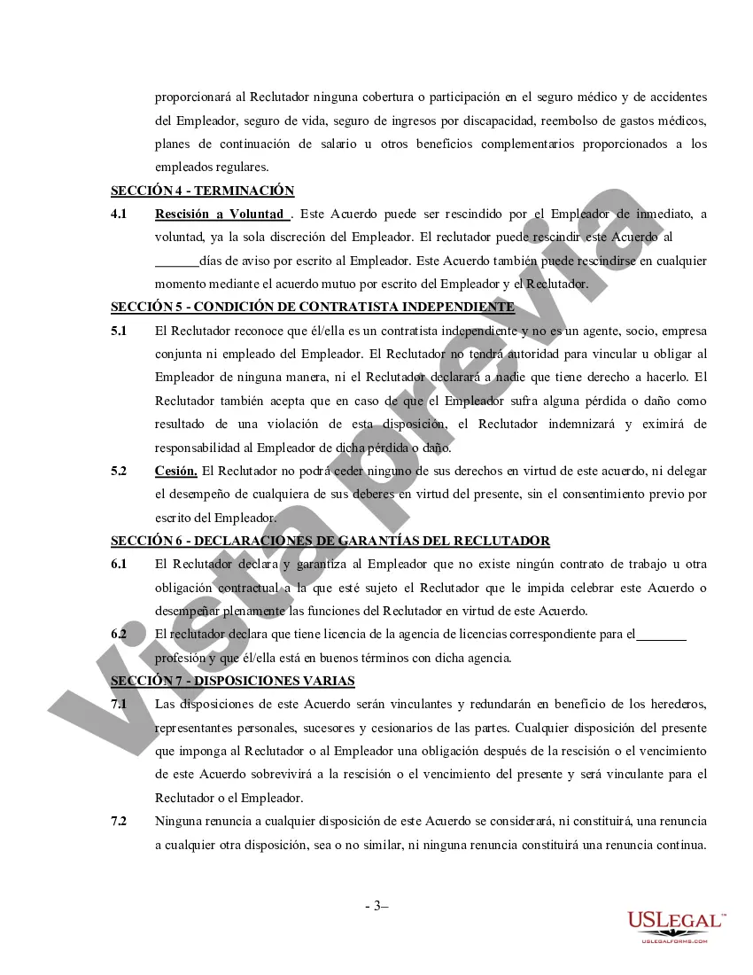 Preview Acuerdo de servicios de empleo - Contratista independiente que trabaja por cuenta propia
