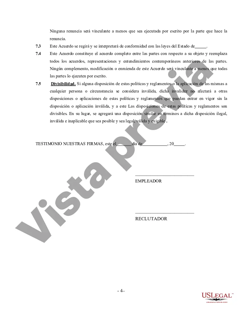 Preview Acuerdo de servicios de empleo - Contratista independiente que trabaja por cuenta propia