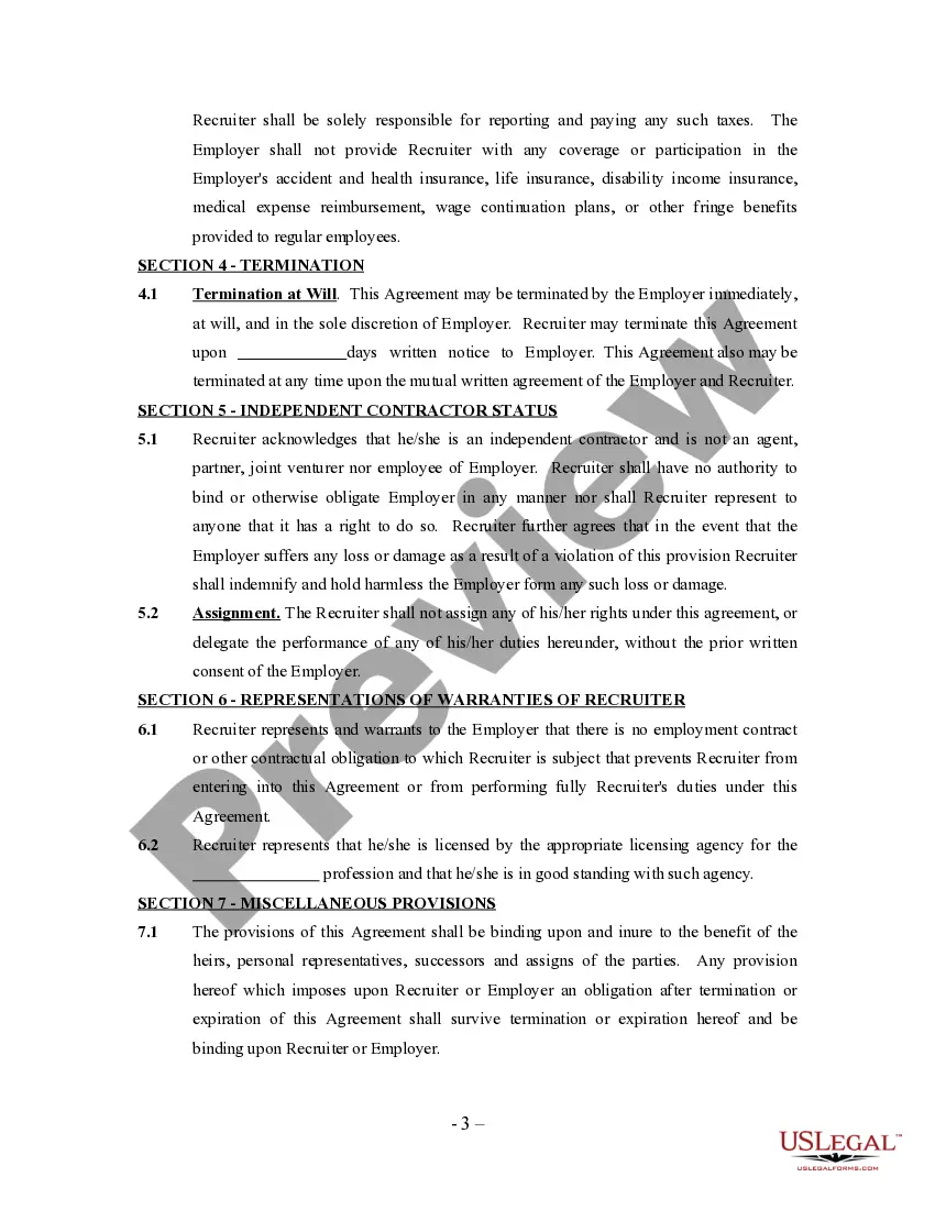 Preview Employment Services Agreement - Self-Employed Independent Contractor