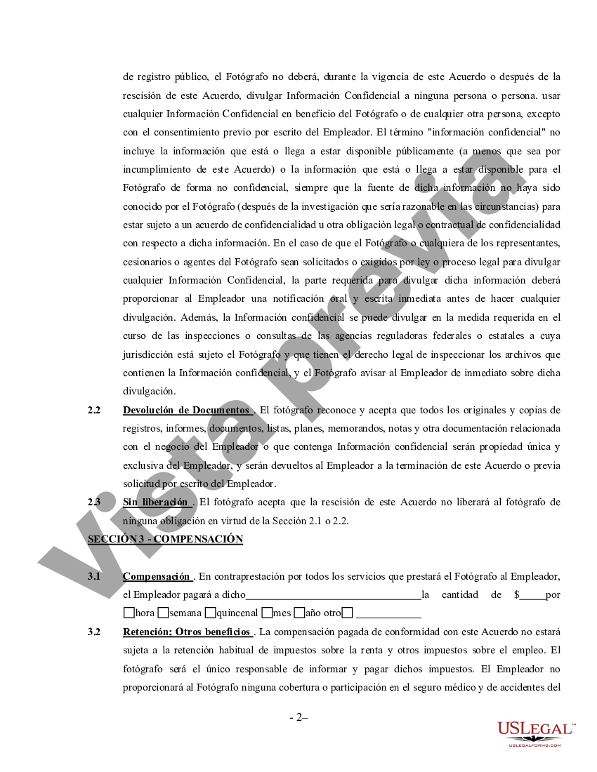 Pima Arizona Contrato De Fotógrafo Autónomo Contratista Independiente Autónomo Us Legal Forms 5359