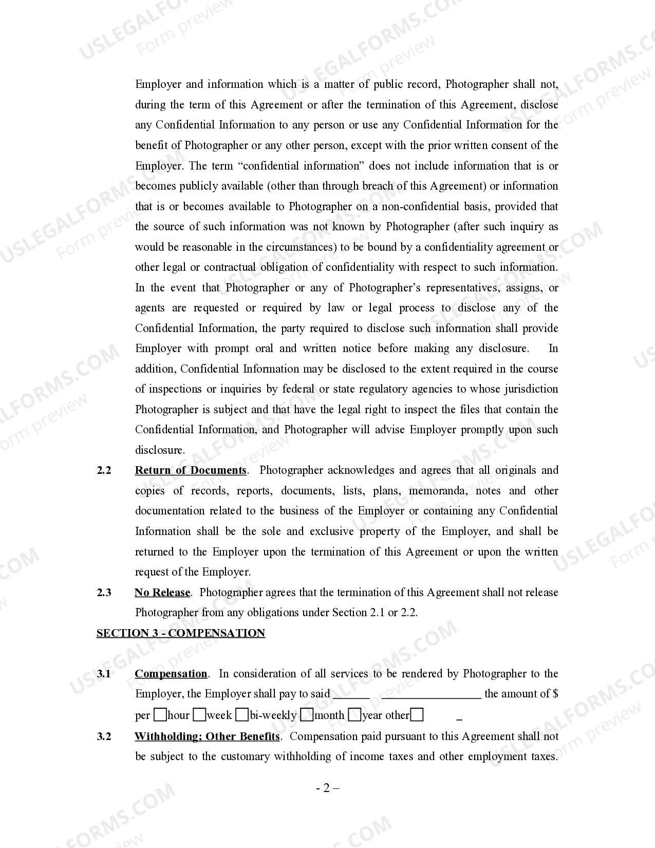 Preview Freelance Photographer Agreement - Self-Employed Independent Contractor