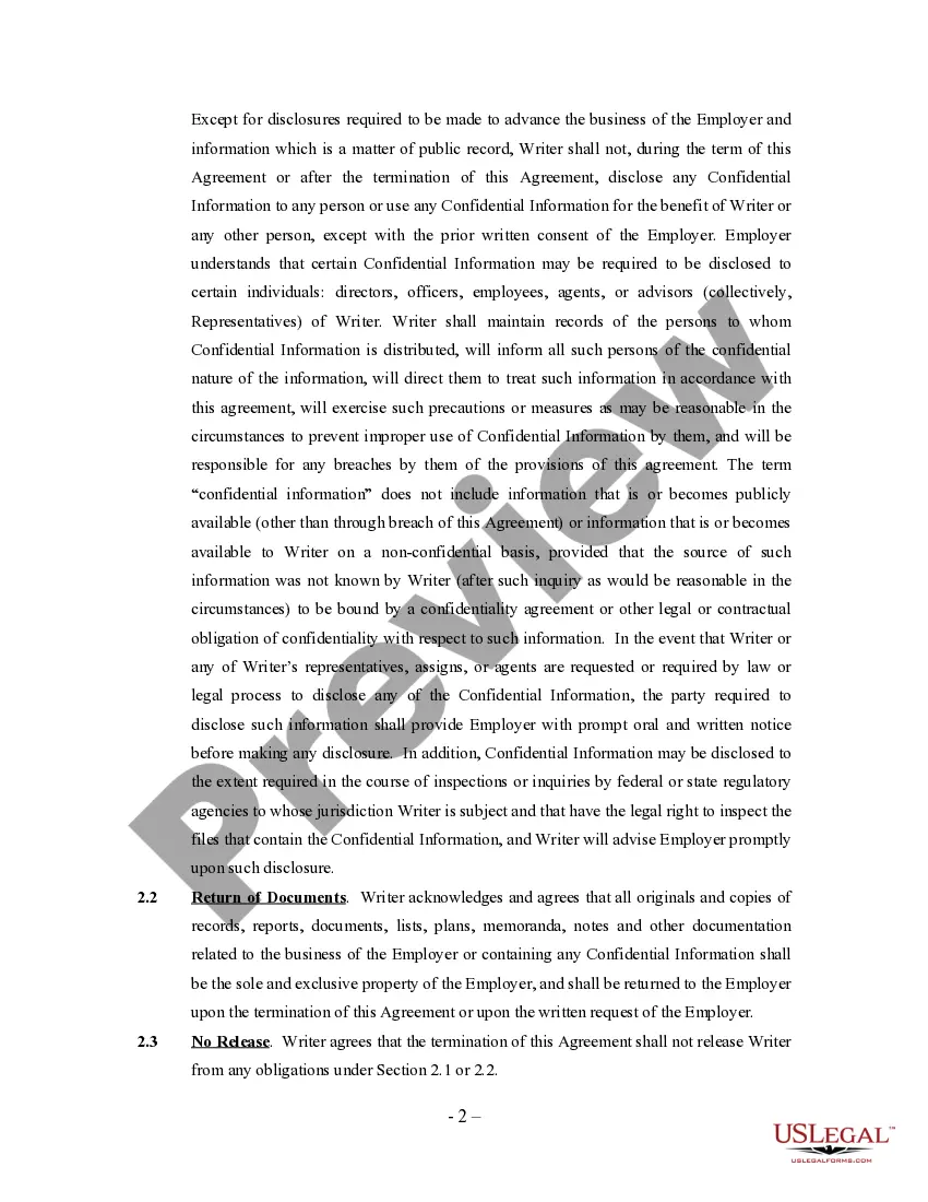 Preview Freelance Writer Agreement - Self-Employed Independent Contractor