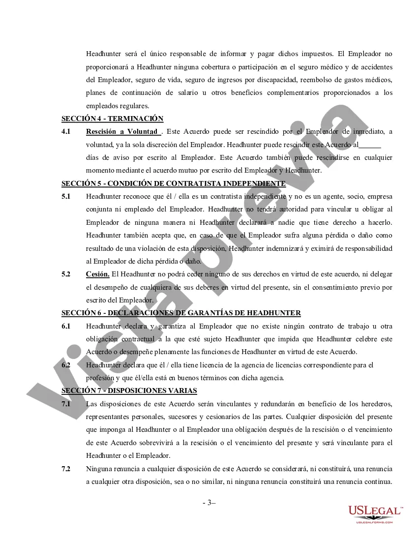 Preview Acuerdo Headhunter - Contratista independiente autónomo