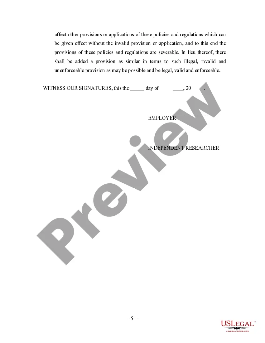 Get Research Agreement - Self-Employed Independent Contractor Preview Research Agreement - Self-Employed Independent Contractor
