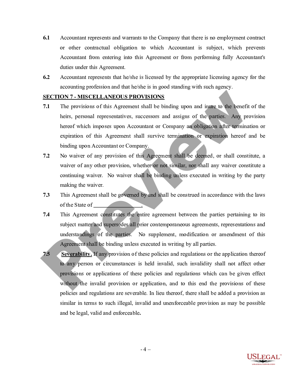 page 3 Accounting Agreement - Self-Employed Independent Contractor preview