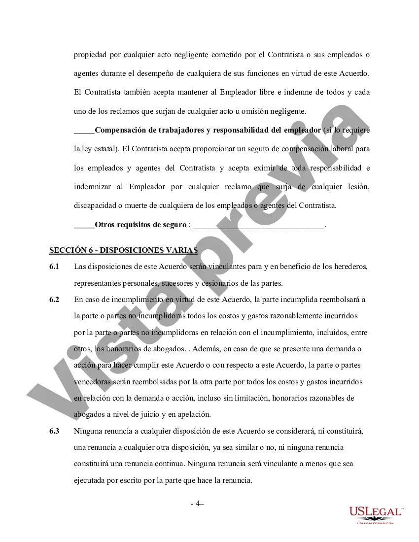 Preview Contrato de servicios de fontanería por cuenta propia