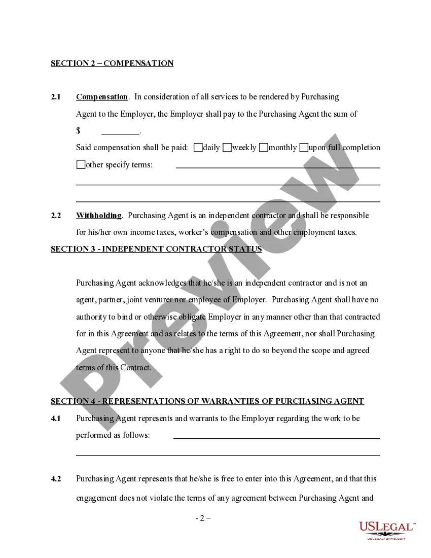 Get Self-Employed Purchasing Agent Services Contract Preview Self-Employed Purchasing Agent Services Contract