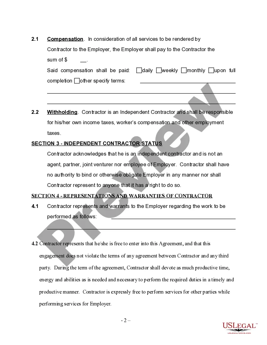 Preview Self-Employed Route Sales Contractor Agreement