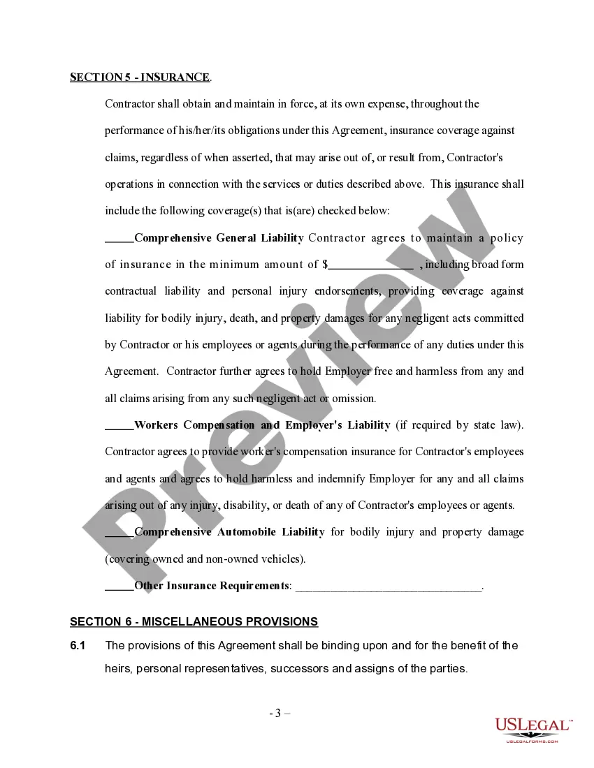 Preview Self-Employed Route Sales Contractor Agreement