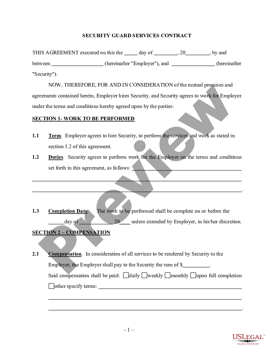 Security Service Agreement Template