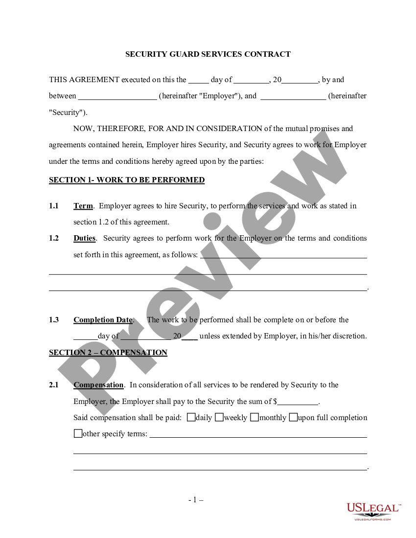 Security Service Agreement Template