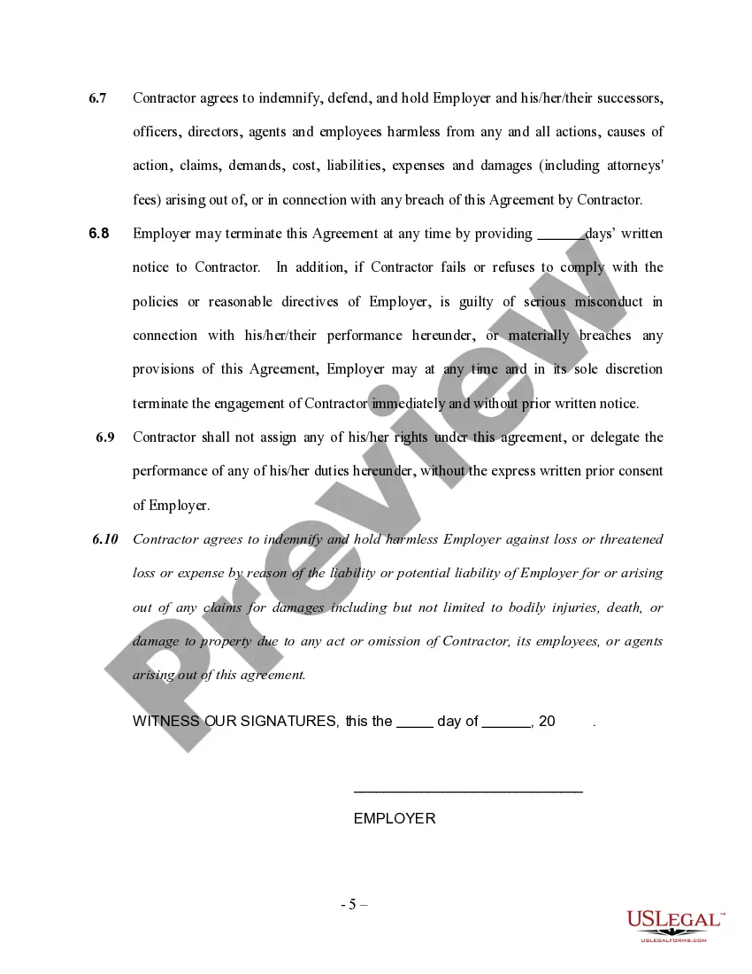 Preview Earth Removal - Self-Employed Hauling Services Contract