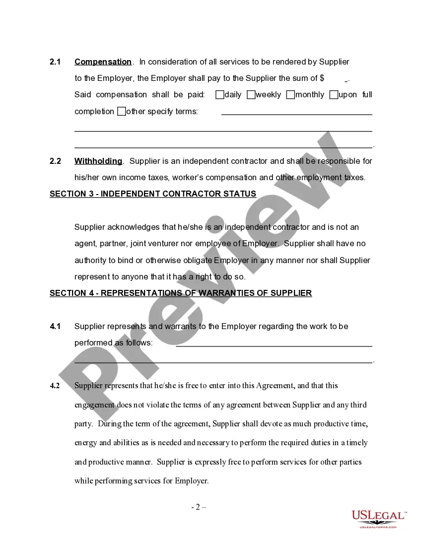 Get Self-Employed Supplier Services Contract Preview Self-Employed Supplier Services Contract
