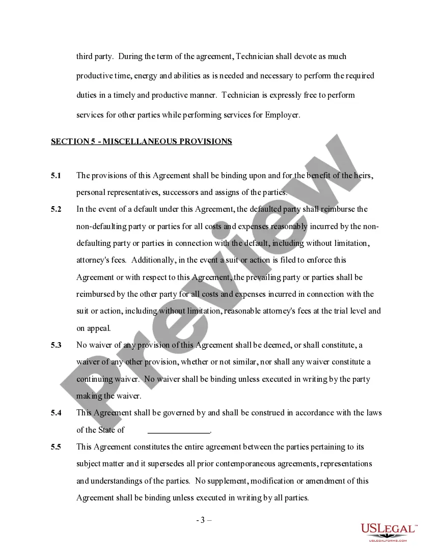 Get Self-Employed Technician Services Contract Preview Self-Employed Technician Services Contract