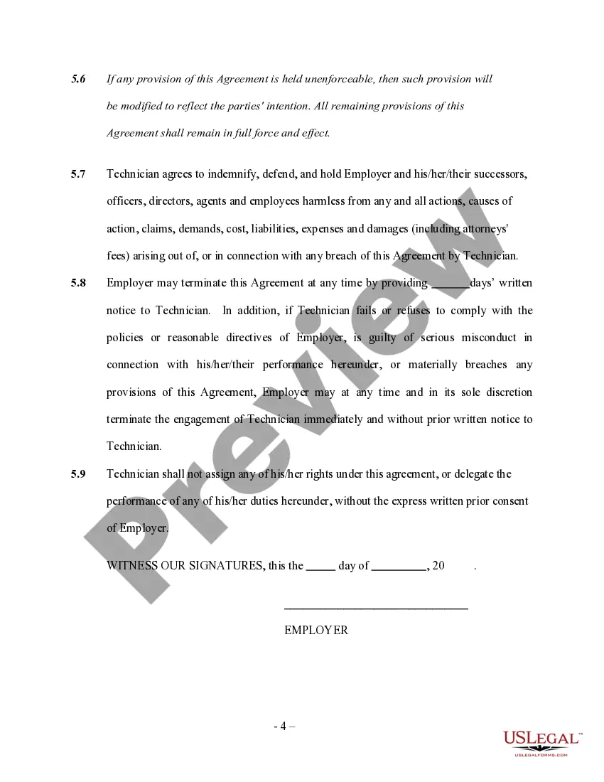 Get Self-Employed Technician Services Contract Preview Self-Employed Technician Services Contract