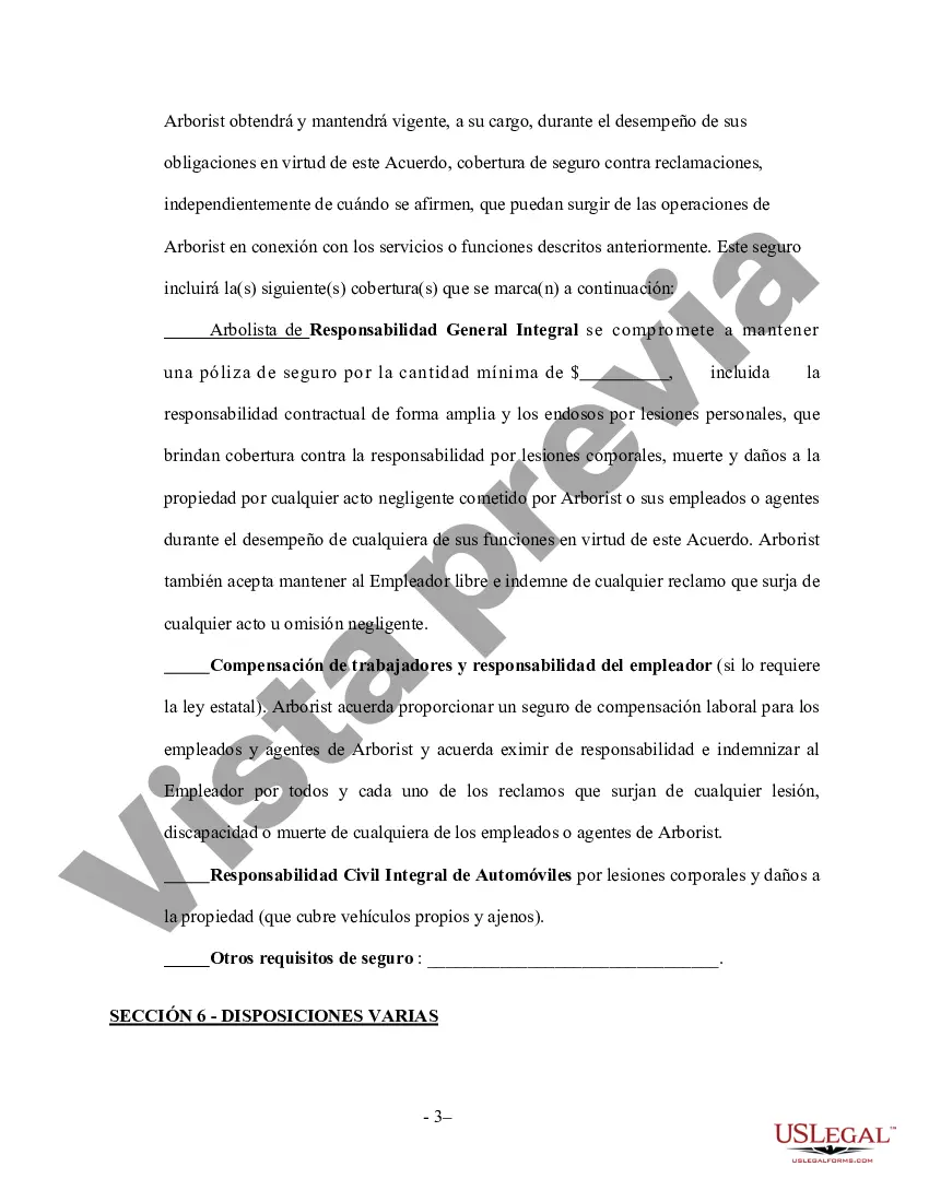 Preview Contrato de servicios de cirujano de árboles por cuenta propia: formato abreviado