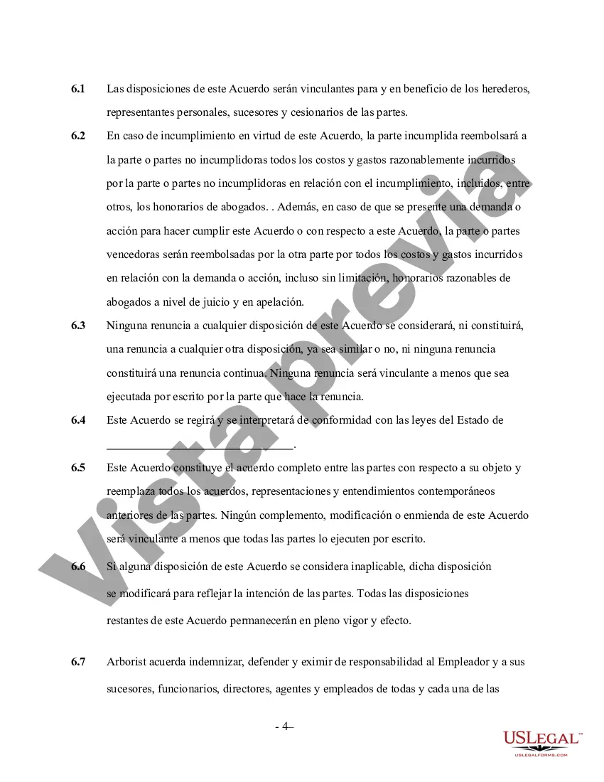 Preview Contrato de servicios de cirujano de árboles por cuenta propia: formato abreviado