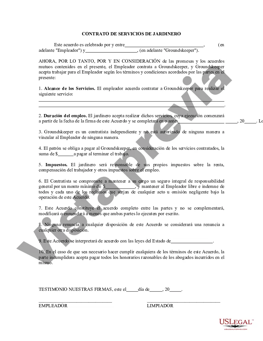 Preview Contrato de servicios de jardinero por cuenta propia
