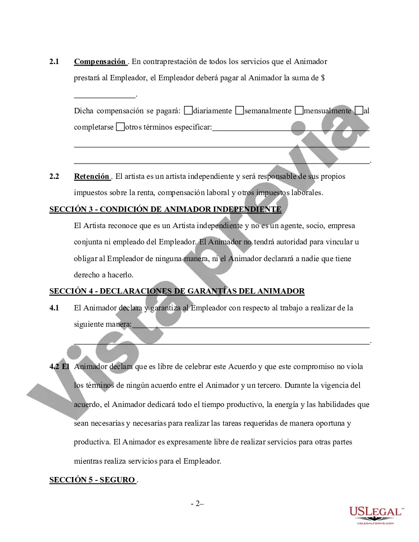 Preview Contrato de servicios de entretenimiento para bodas por cuenta propia