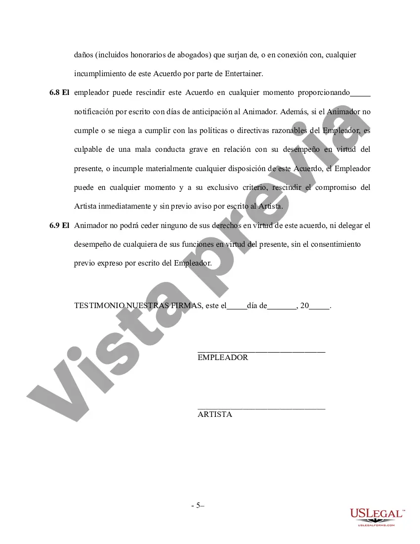 Preview Contrato de servicios de entretenimiento para bodas por cuenta propia