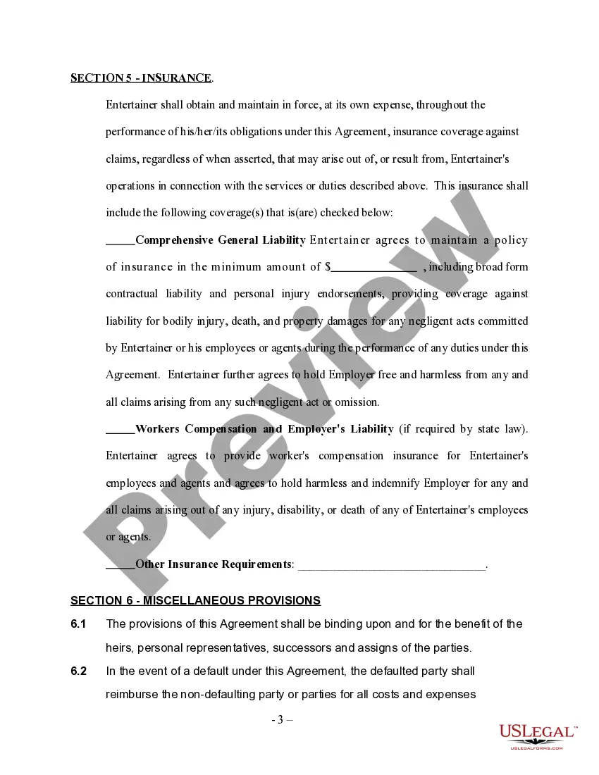 Get Self-Employed Wedding Entertainment Services Contract Preview Self-Employed Wedding Entertainment Services Contract