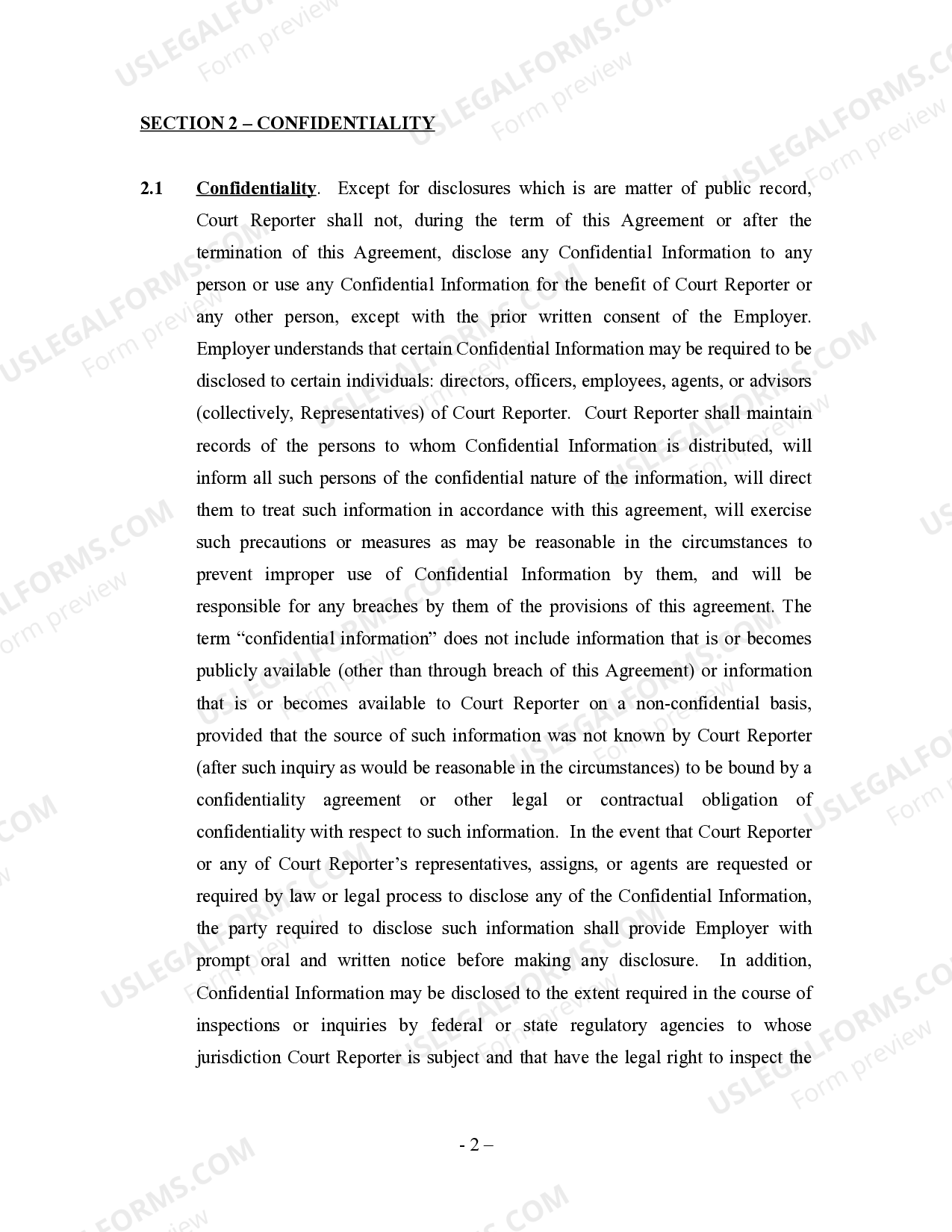 Court Reporter Employment Agreement Self Court Employment US