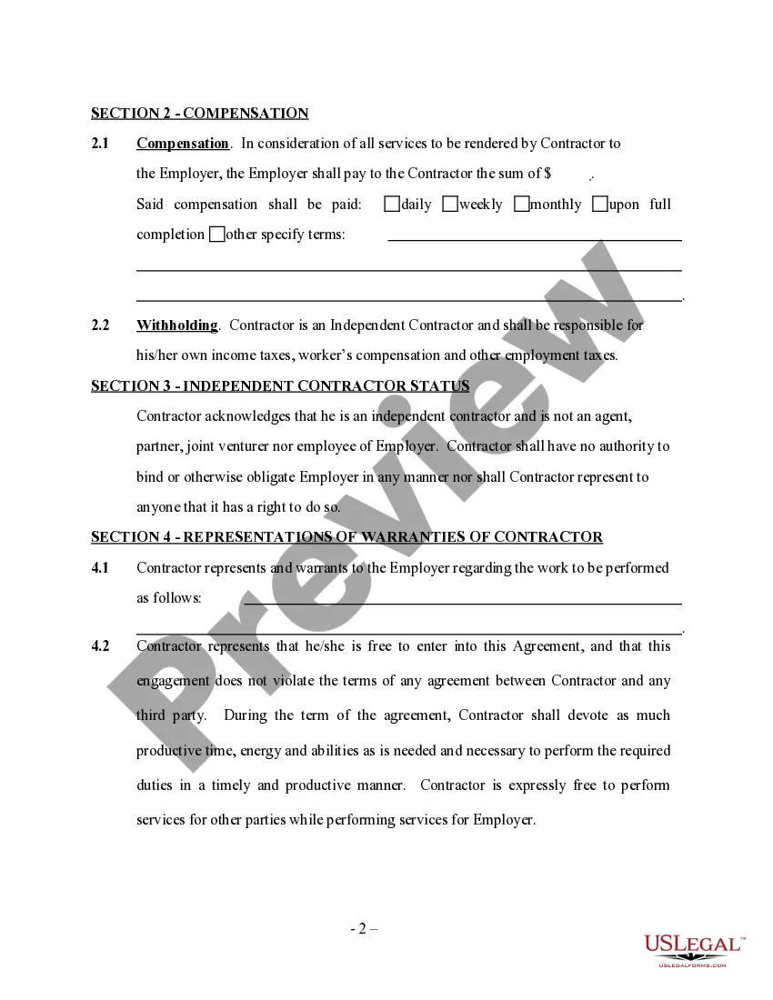 Preview Self-Employed Utility Services Contract
