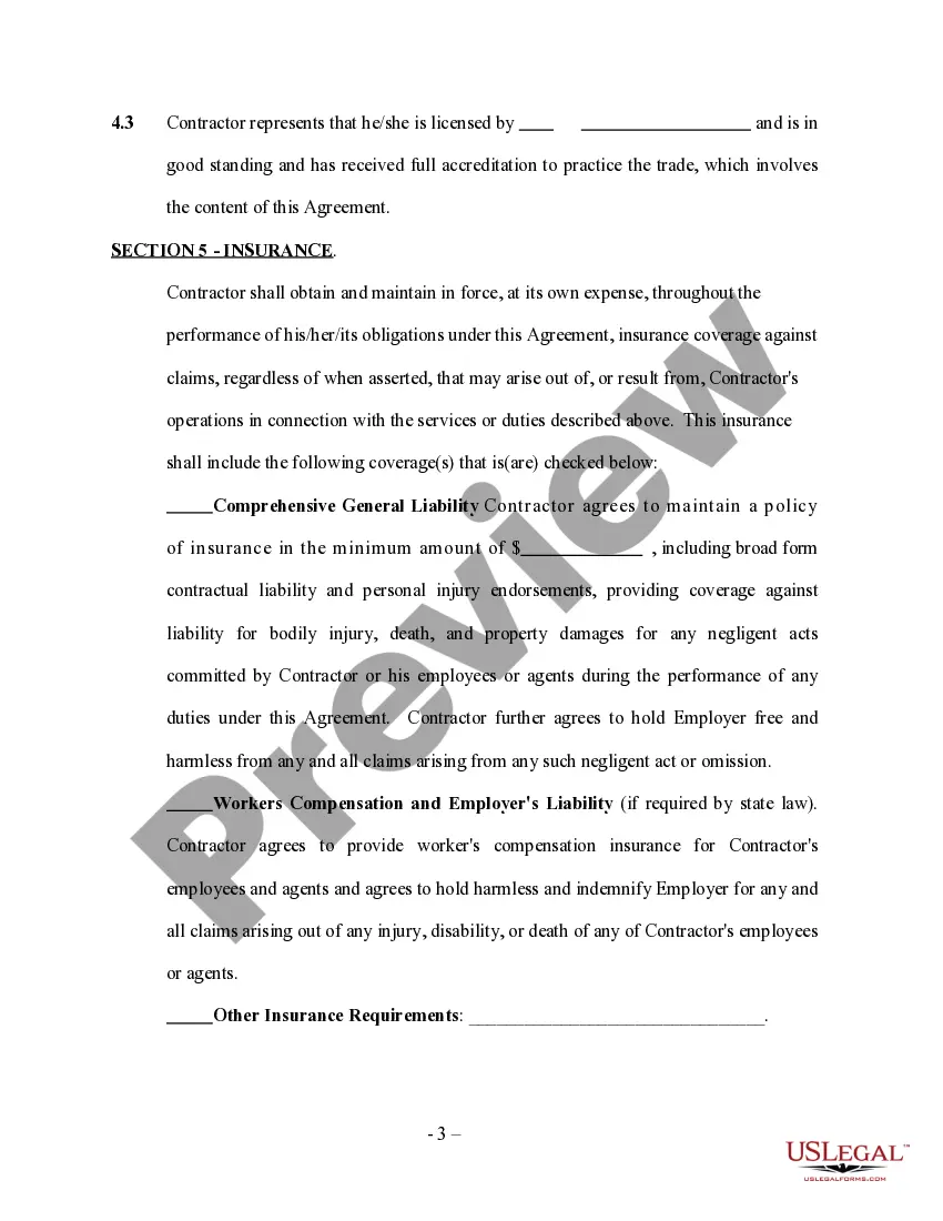 Preview Self-Employed Utility Services Contract