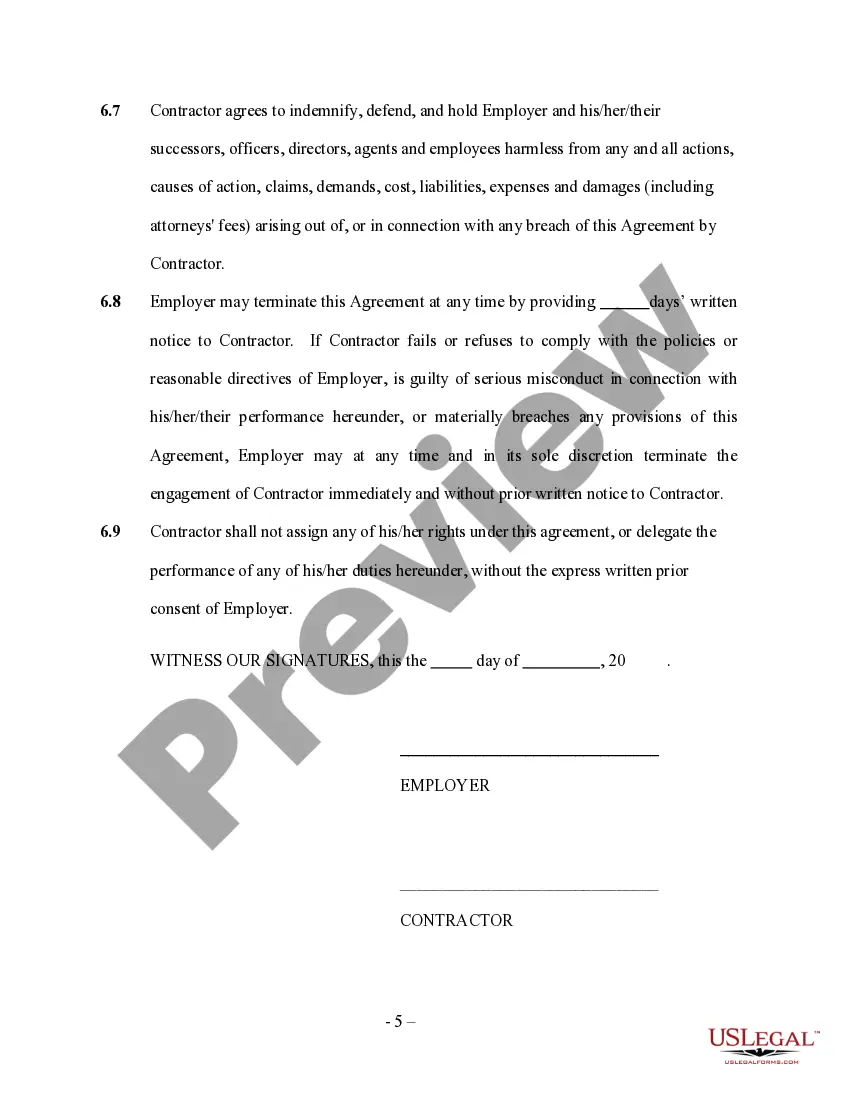Preview Self-Employed Utility Services Contract