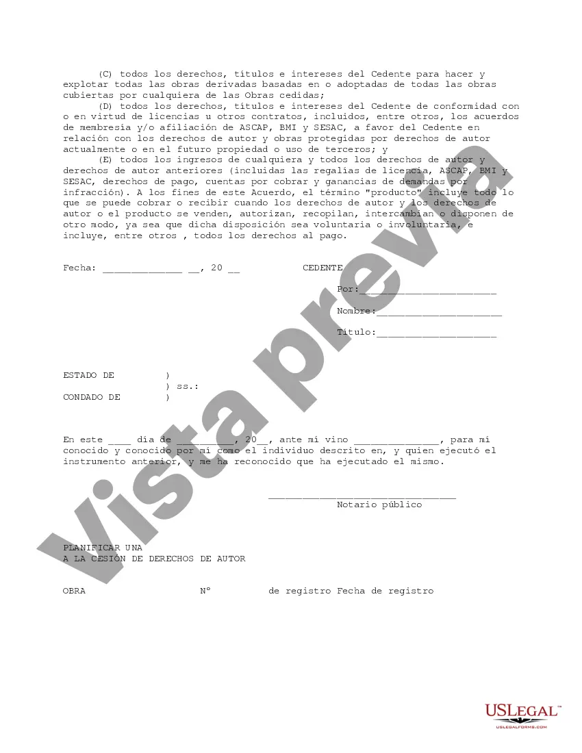 Preview Acuerdo de cesión de derechos de autor para composiciones musicales