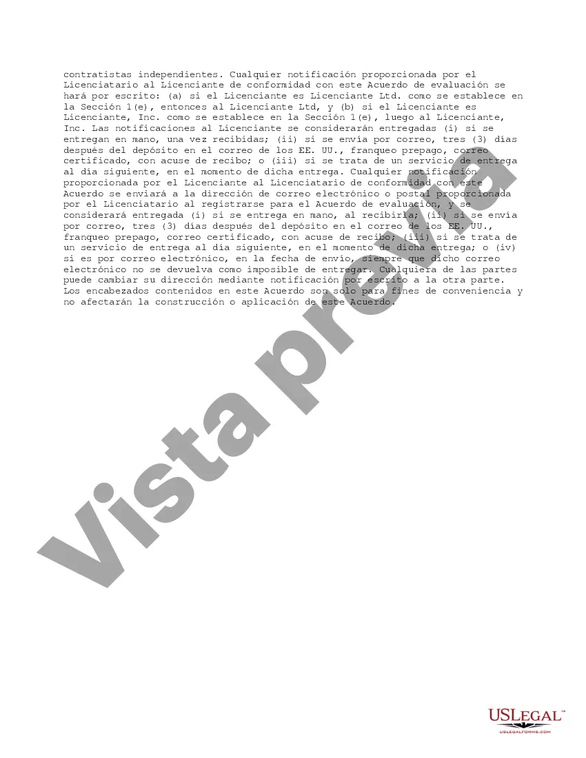 Preview Acuerdo de licencia de evaluación de treinta días con opción perpetua