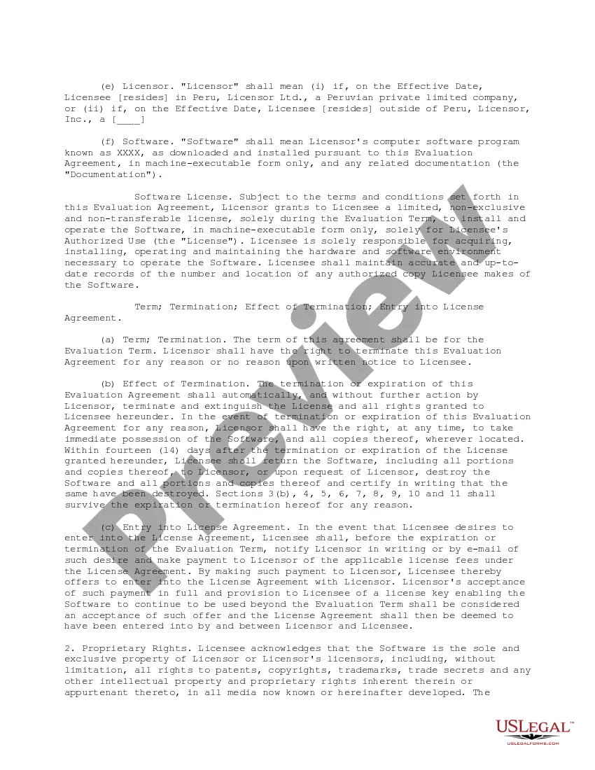 Get Thirty-Day Evaluation License Agreement with Perpetual Option Preview Thirty-Day Evaluation License Agreement with Perpetual Option