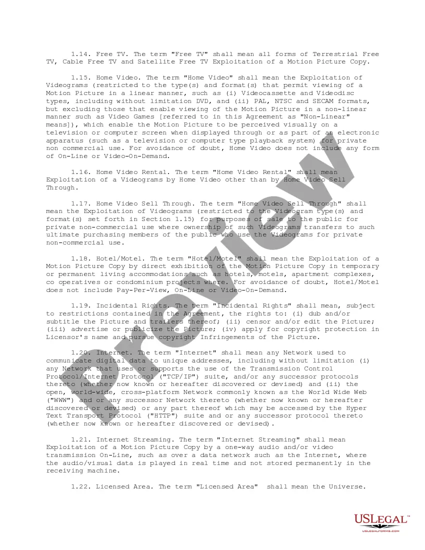 Get Motion Picture License, Marketing and Distribution Agreement Preview Motion Picture License, Marketing and Distribution Agreement