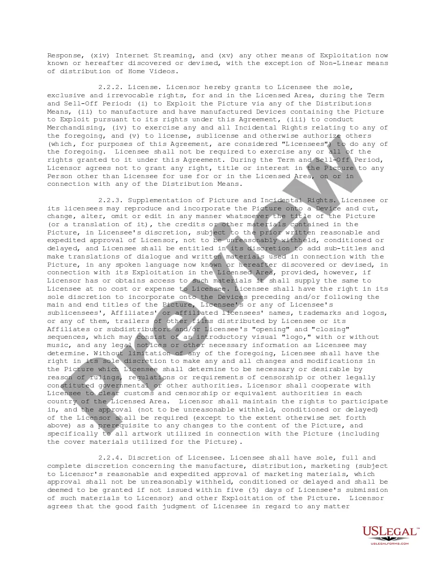 Get Motion Picture License, Marketing and Distribution Agreement Preview Motion Picture License, Marketing and Distribution Agreement