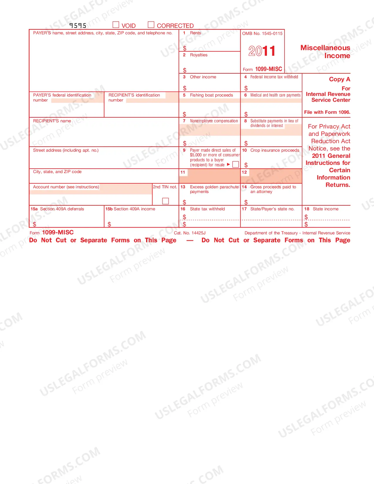 Preview IRS Tax Form 1099 Income Statement