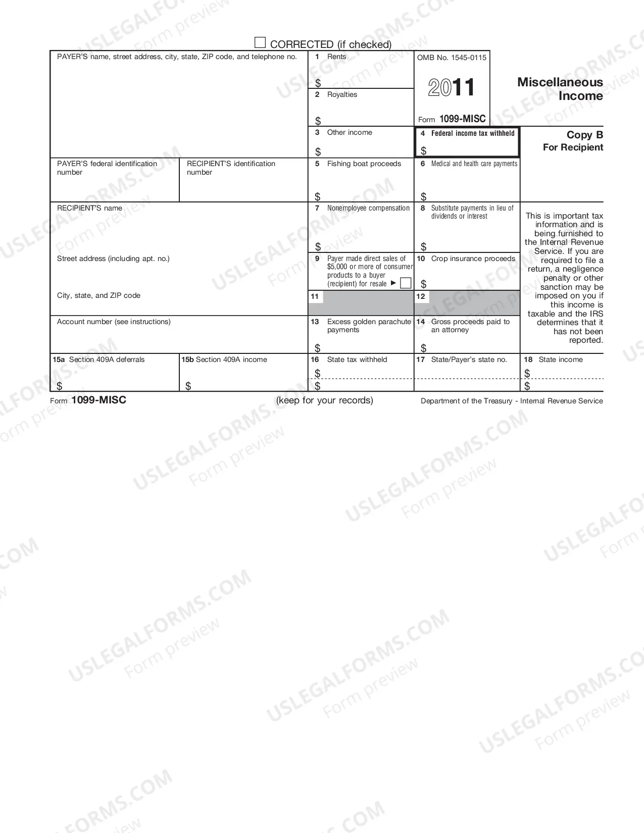 Preview IRS Tax Form 1099 Income Statement