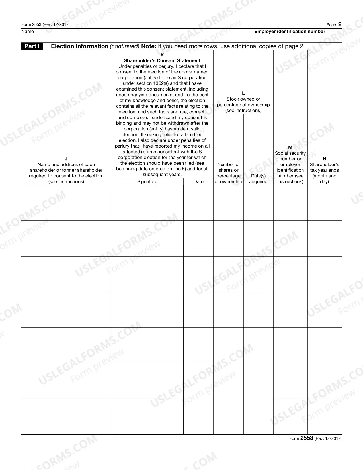 Preview Election of 'S' Corporation Status and Instructions - IRS 2553