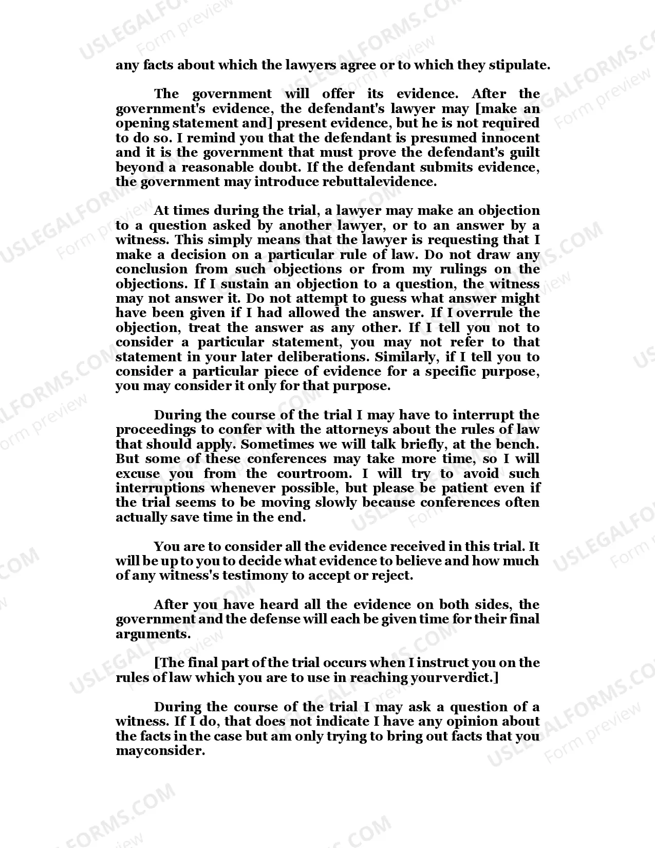 Preview PRELIMINARY INSTRUCTIONS BEFORE TRIAL