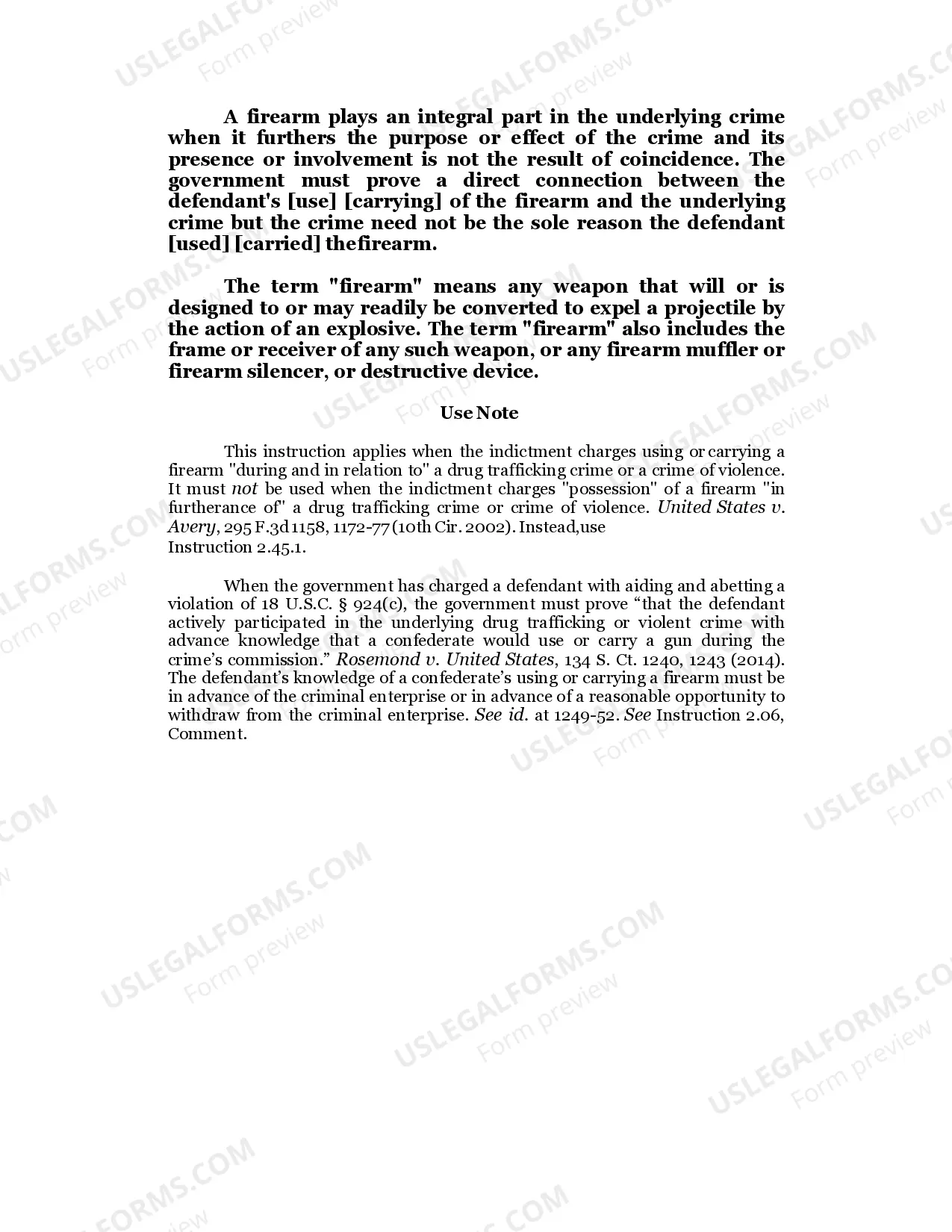 Preview 2.45 USING/CARRYING A FIREARM DURING COMMISSION OF A DRUG TRAFFICKING CRIME OR CRIMEOF VIOLENCE / 18 U.S.C. Sec. 924(c)(1)