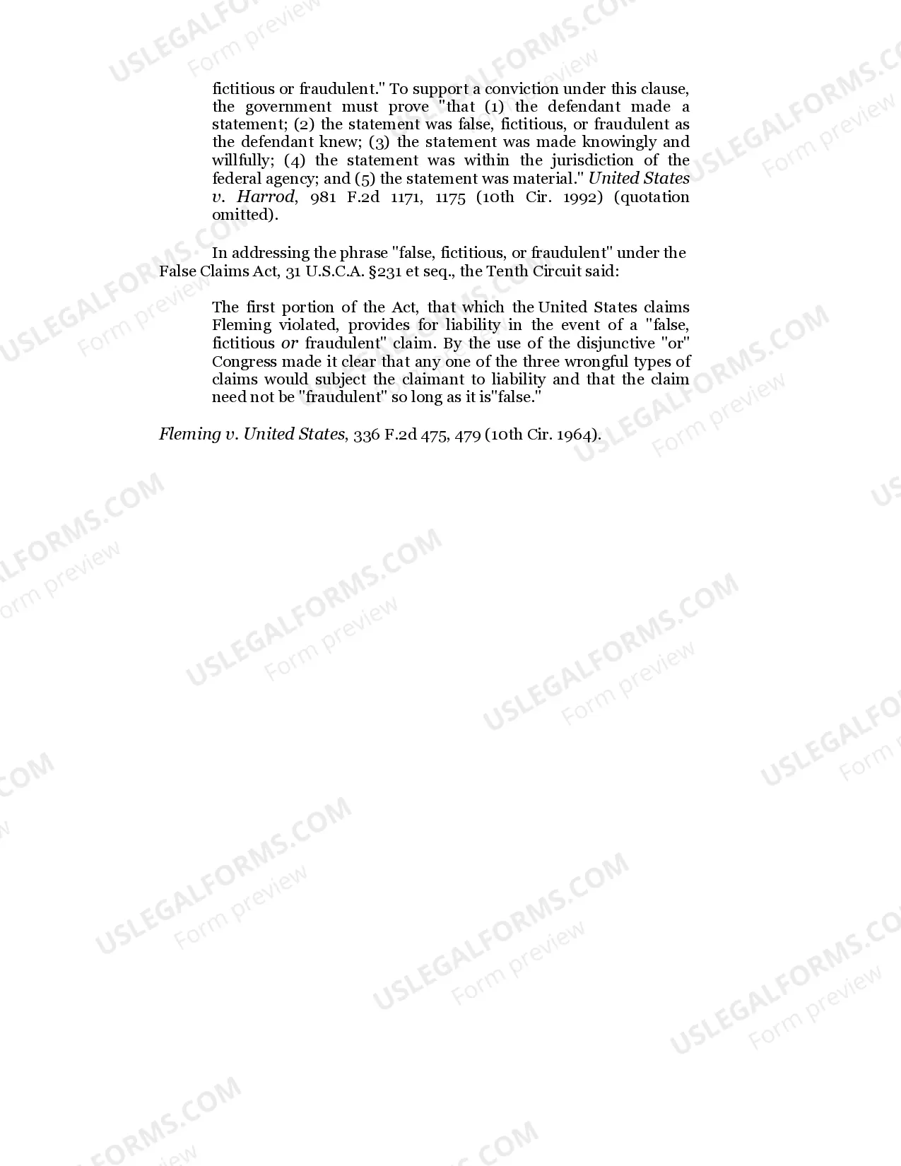 Preview FALSE STATEMENT / 18 U.S.C. Sec. 1001(a)(2)