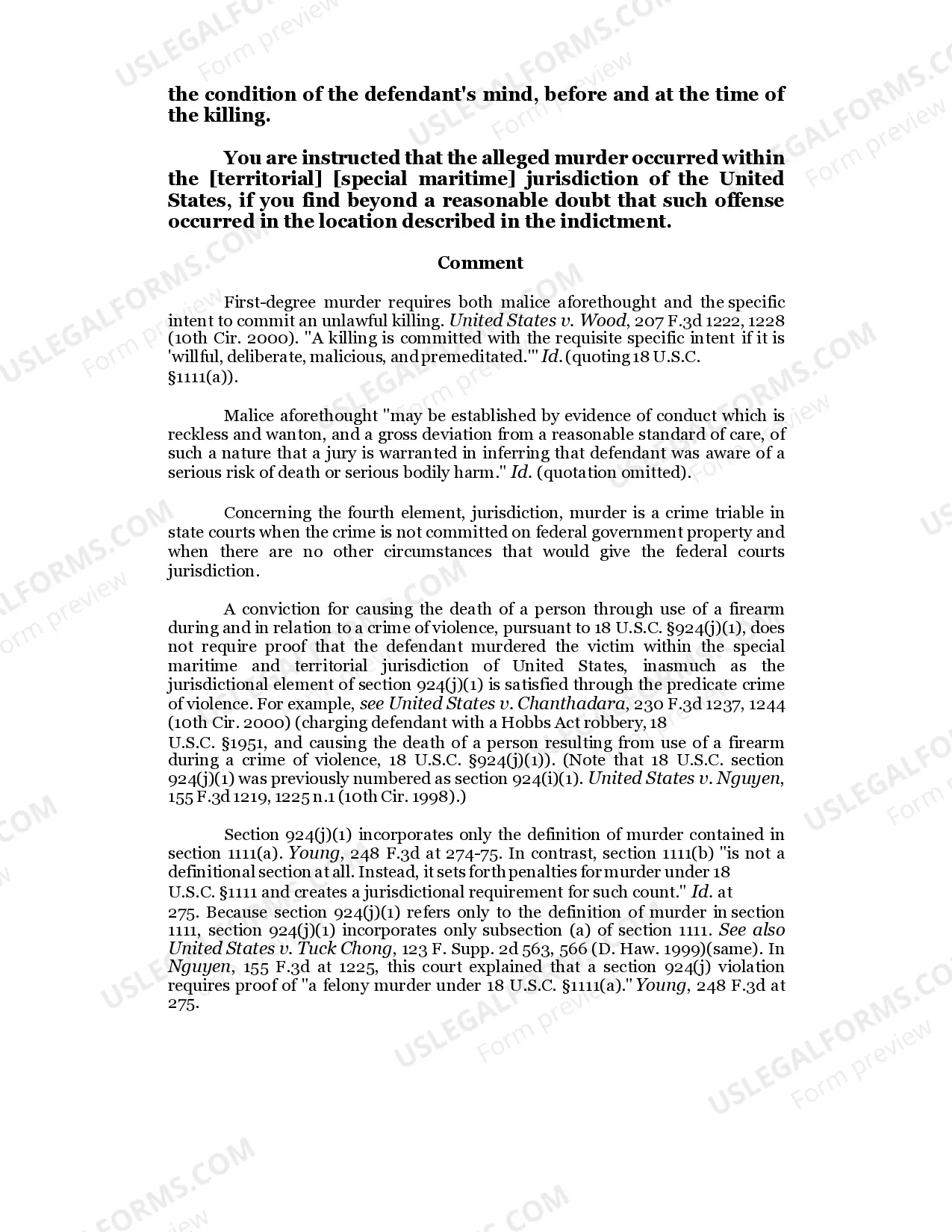 Preview FIRST DEGREE MURDER / 18 U.S.C. Sec. 1111