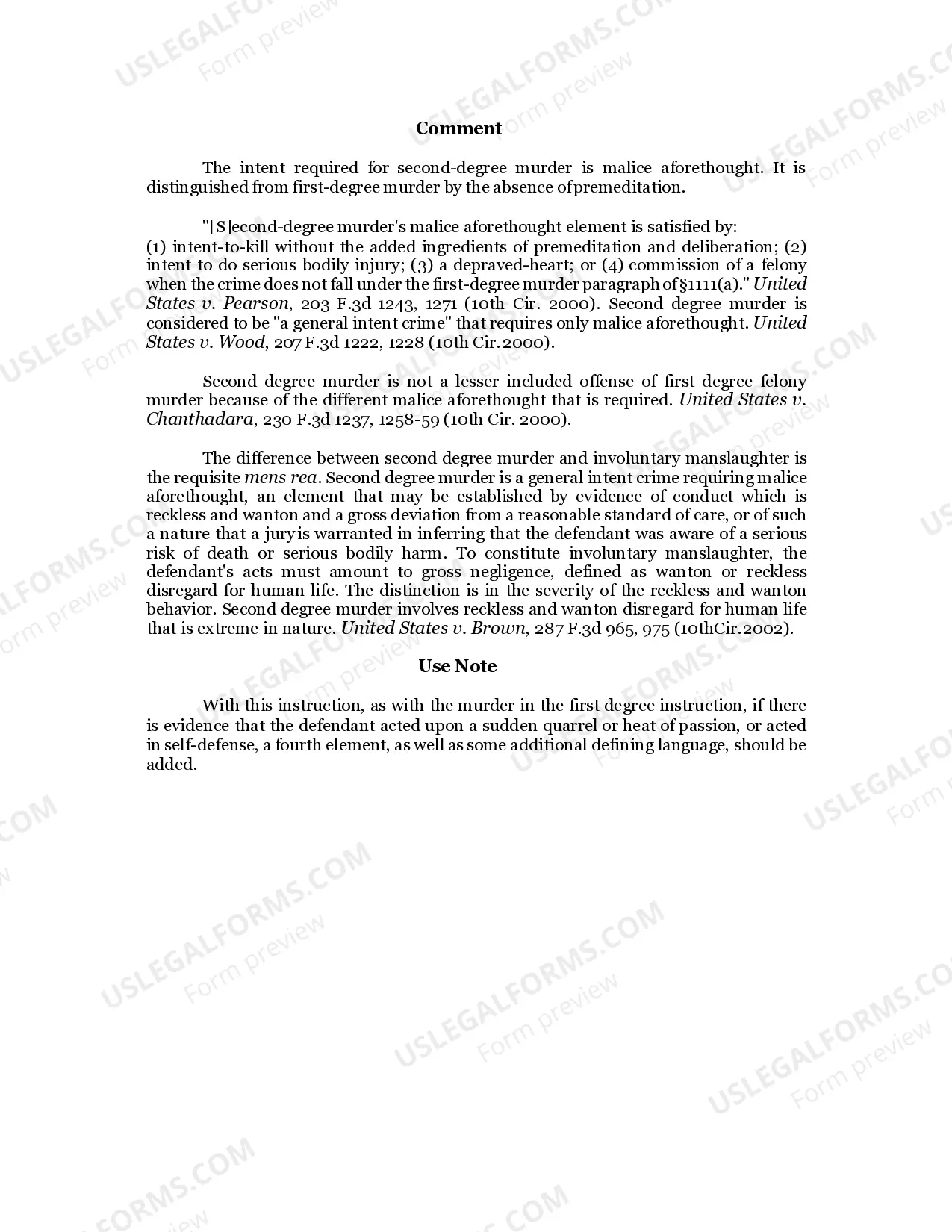 Preview MURDER IN THE SECOND DEGREE /18 U.S.C. Sec. 1111