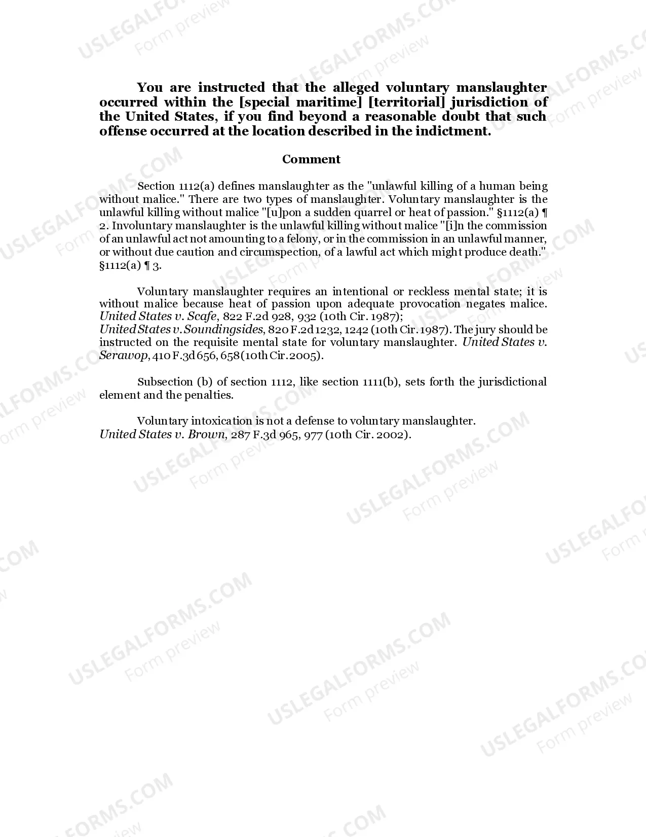 Preview VOLUNTARY MANSLAUGHTER / 18 U.S.C. Sec. 1112