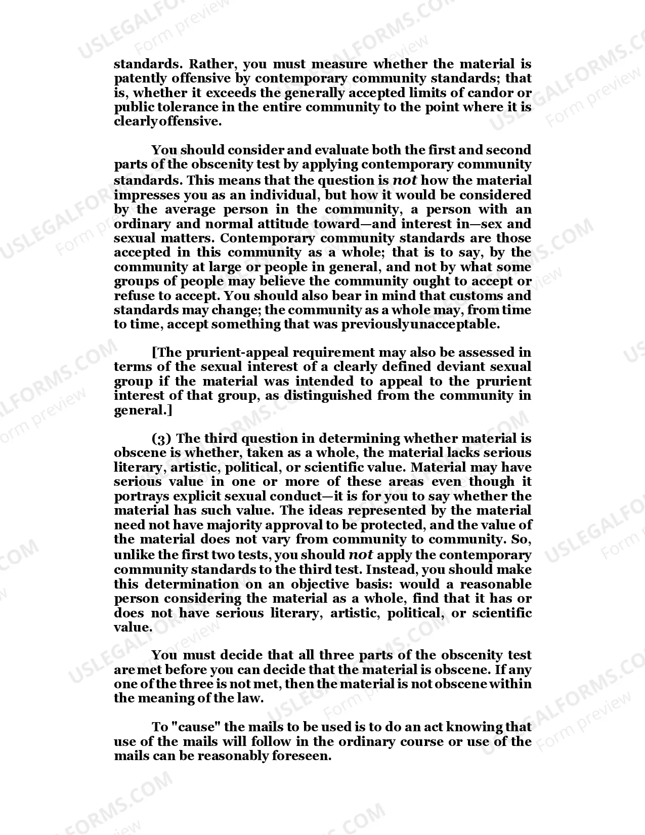 Preview MAILING OBSCENE MATERIAL / 18 U.S.C. Sec. 1461