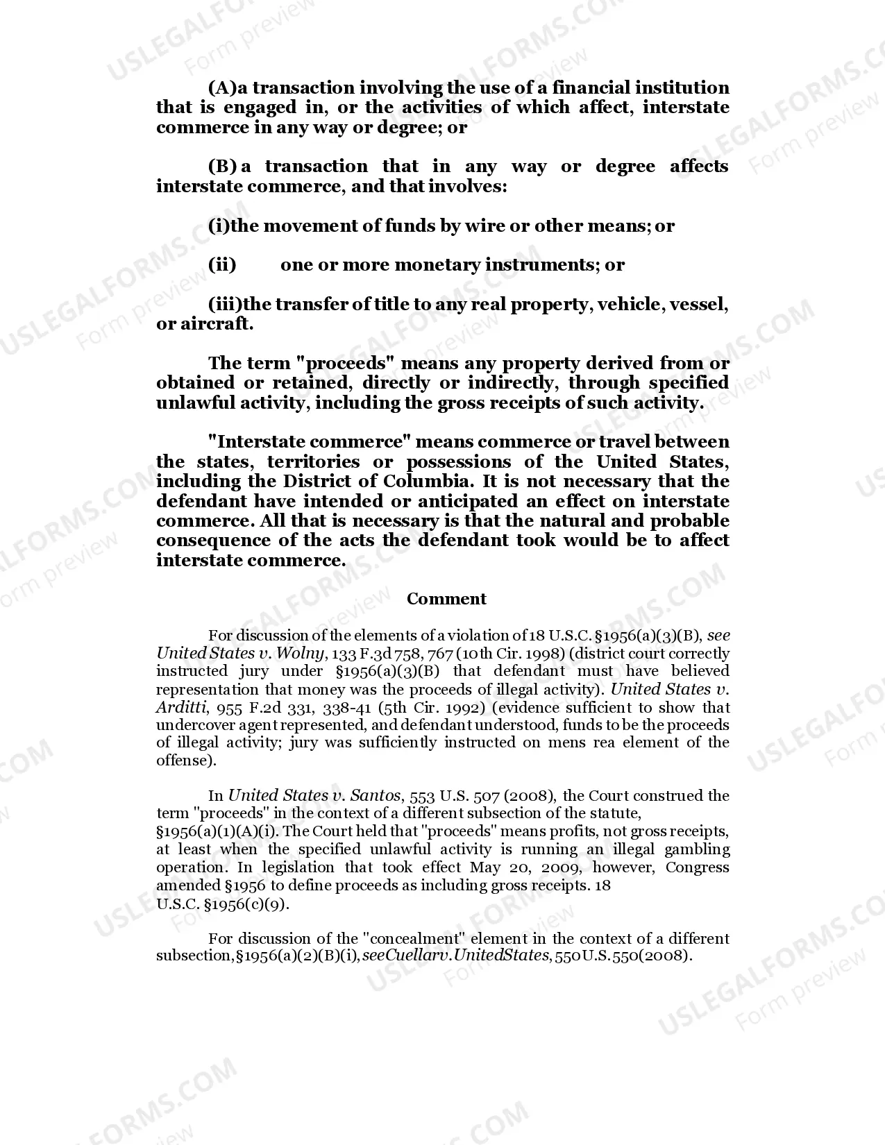 Preview 2.73.2 MONEY LAUNDERING "STING" CONCEALING PURPORTED PROCEEDS OF ILLEGALACTIVITY / 18 U.S.C. Sec. 1956(a)(3)(B)