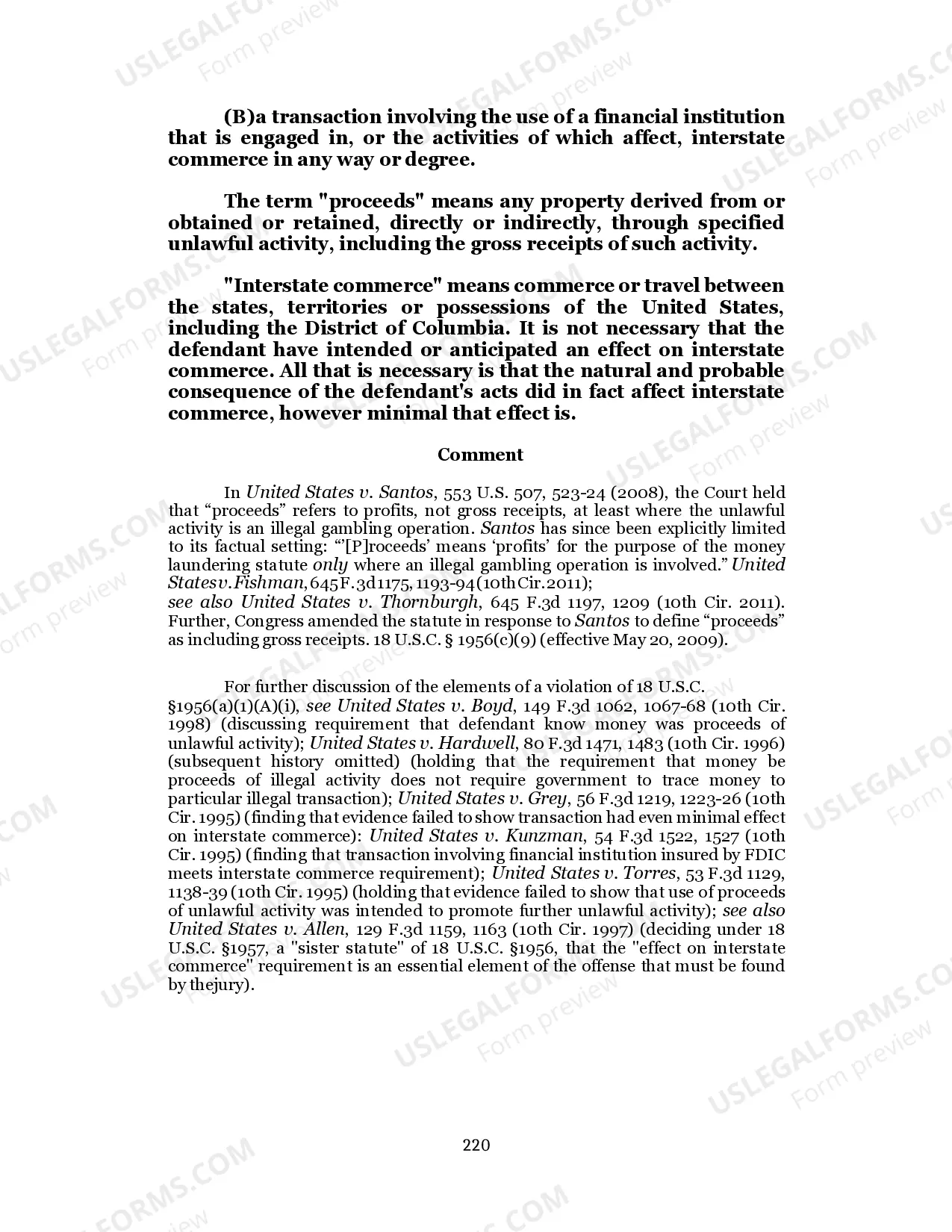 Preview 2.73 MONEY LAUNDERING USING ILLEGAL PROCEEDS TO PROMOTE ILLEGAL ACTIVITY /18 U.S.C. Sec. 1956(a)(1)(A)(i)