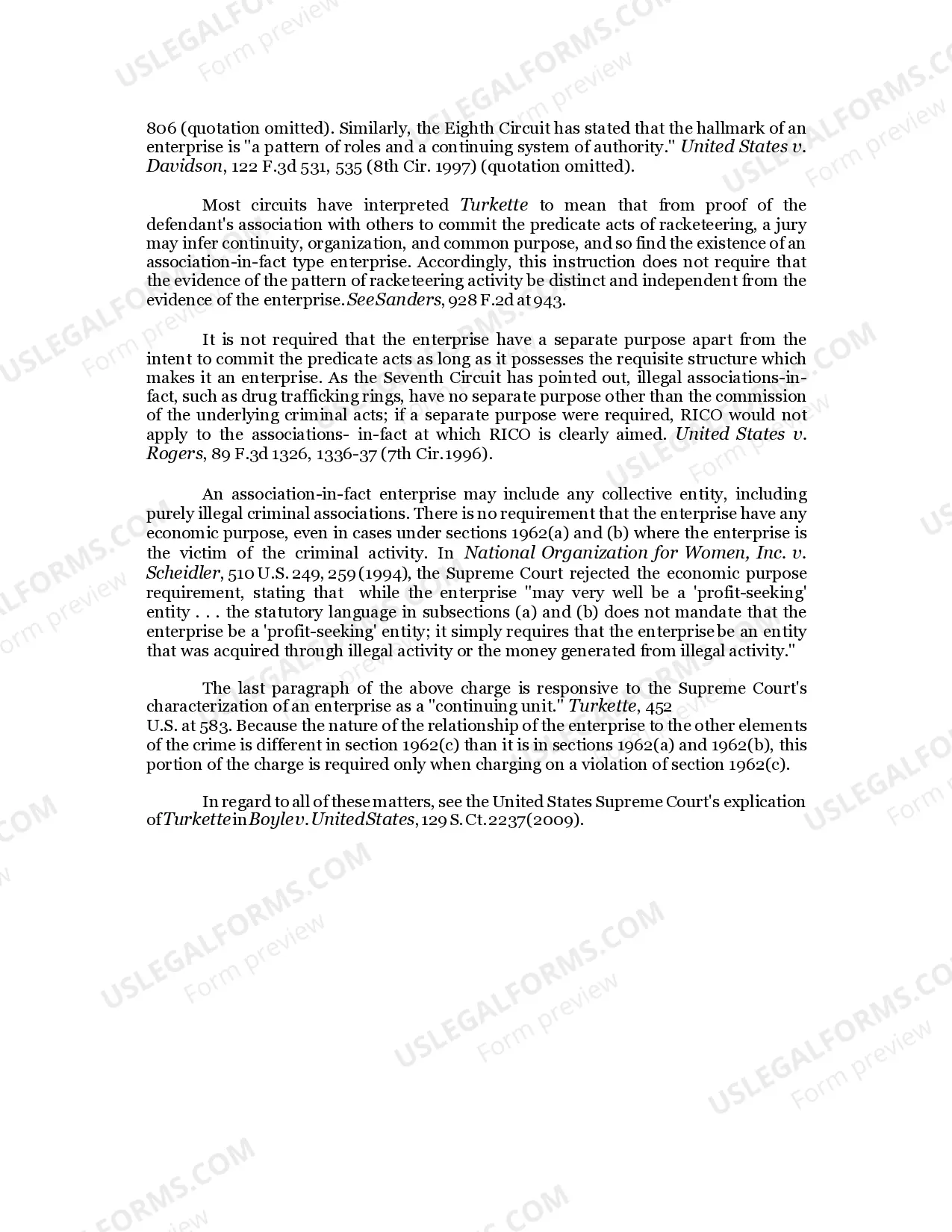 Preview 2.74.3 RACKETEER INFLUENCED AND CORRUPT ORGANIZATIONS ACT-"SECTION A"(First Element-The Enterprise)