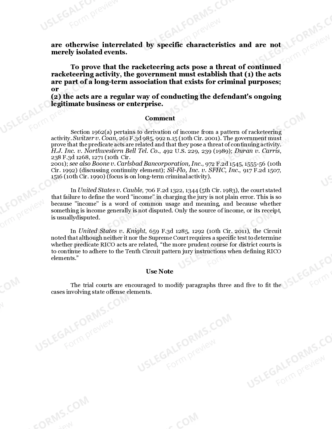 Preview 2.74.5 RACKETEER INFLUENCED AND CORRUPT ORGANIZATIONS ACT-"SECTION A"(Third Element-Derivation of Income Througha Pattern of Racketeering Activity)